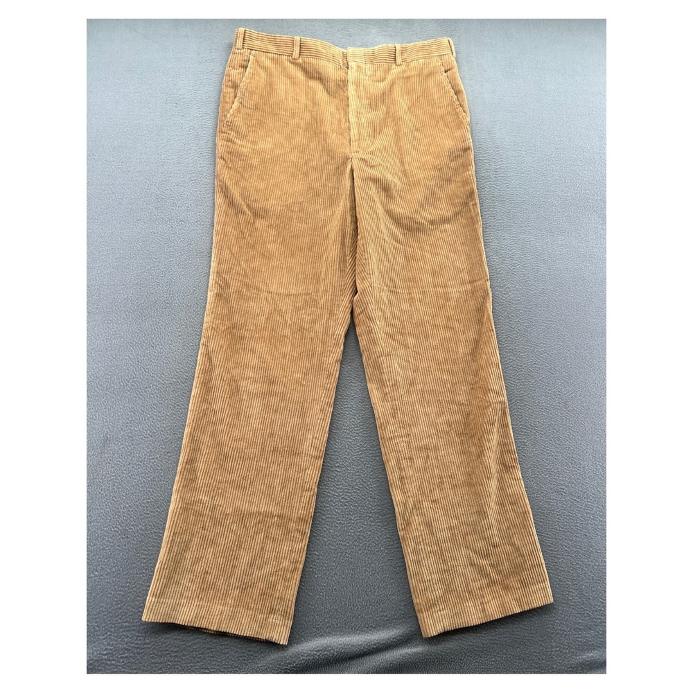 VTG Lands End Corduroy Pants Men's Size 35 Tan Wide Wale Made in USA 4226